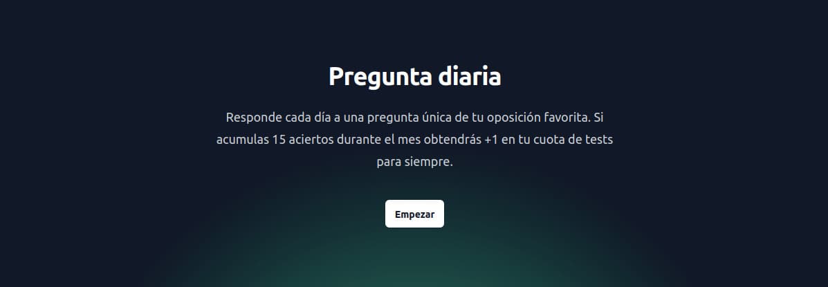 Descripción de la pregunta diaria con la que puedes ganar un test para oposición gratis