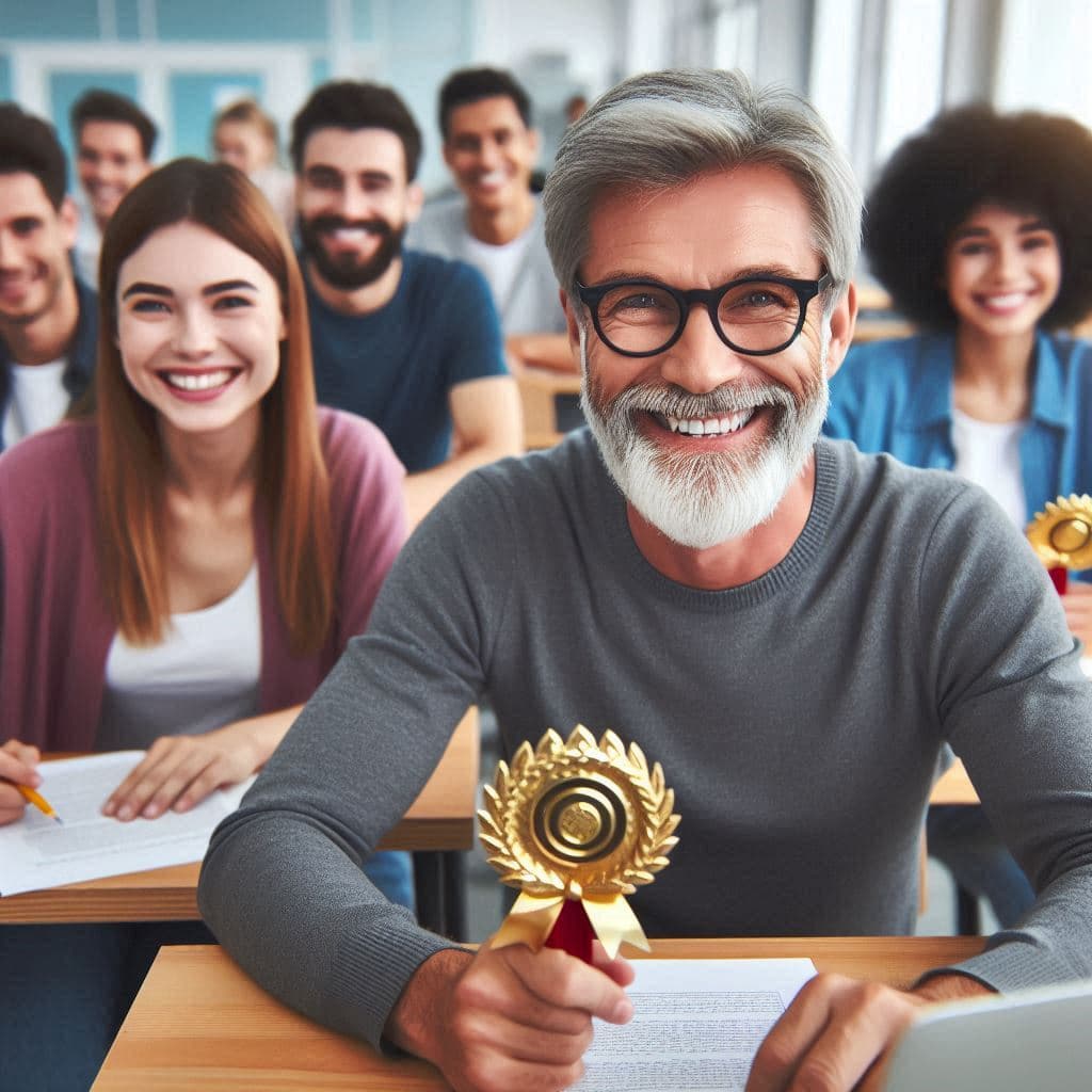 Gente sonriendo mientras hace un examen en clase